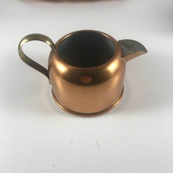 Vintage Copper and Brass Cream Sugar & Tray Set - Coppercraft Guild - Picture 5 of 10